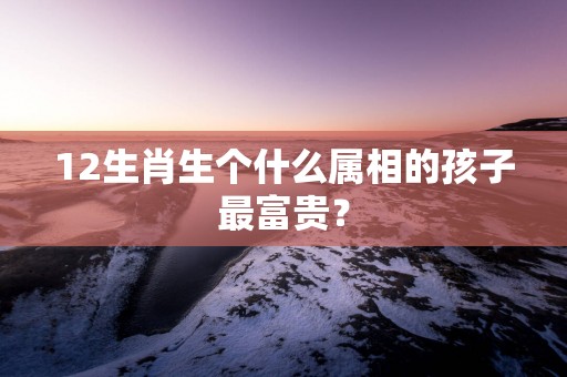 12生肖生个什么属相的孩子最富贵？