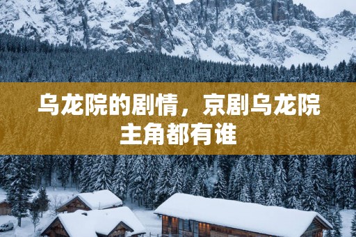 乌龙院的剧情，京剧乌龙院主角都有谁