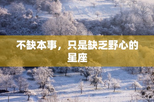 不缺本事，只是缺乏野心的星座