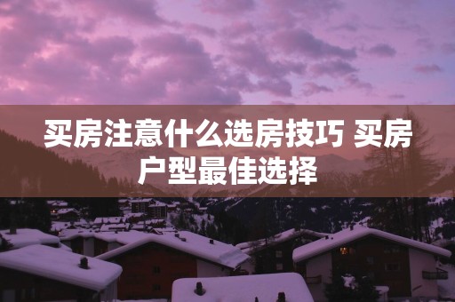 买房注意什么选房技巧 买房户型最佳选择