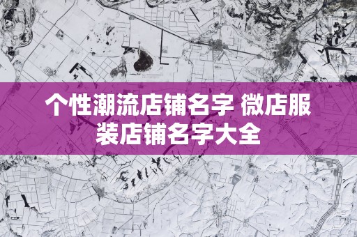 个性潮流店铺名字 微店服装店铺名字大全
