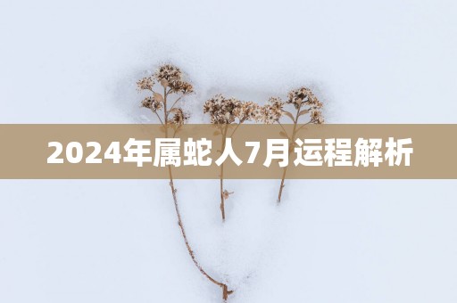 2024年属蛇人7月运程解析