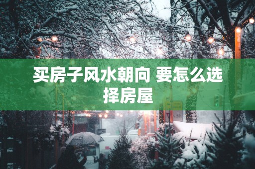 买房子风水朝向 要怎么选择房屋