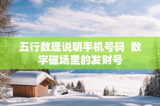 五行数理说明手机号码  数字磁场里的发财号