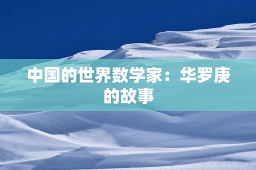 中国的世界数学家：华罗庚的故事