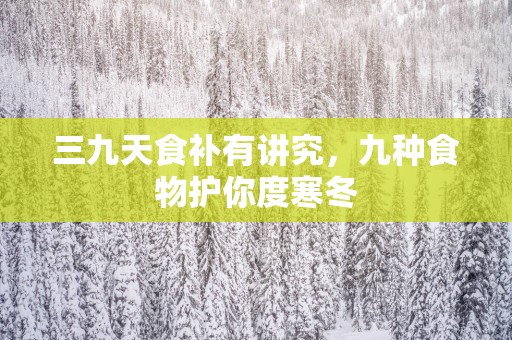 三九天食补有讲究，九种食物护你度寒冬