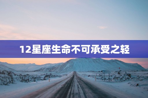 12星座生命不可承受之轻