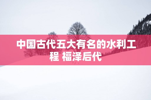 中国古代五大有名的水利工程 福泽后代