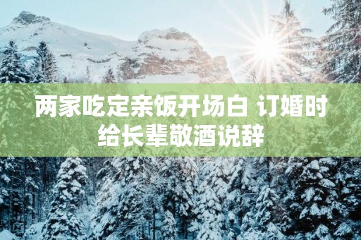 两家吃定亲饭开场白 订婚时给长辈敬酒说辞
