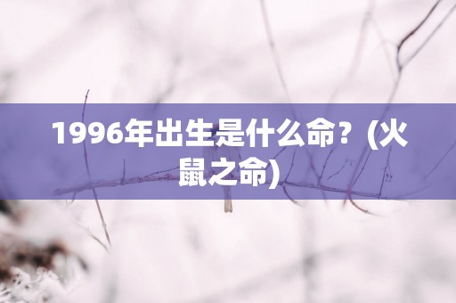 1996年出生是什么命？(火鼠之命)