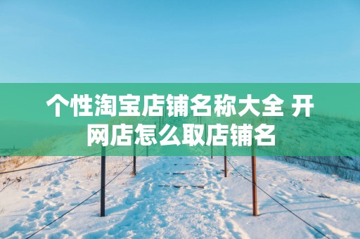 个性淘宝店铺名称大全 开网店怎么取店铺名