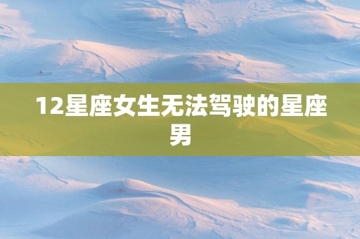 12星座女生无法驾驶的星座男