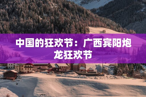 中国的狂欢节：广西宾阳炮龙狂欢节