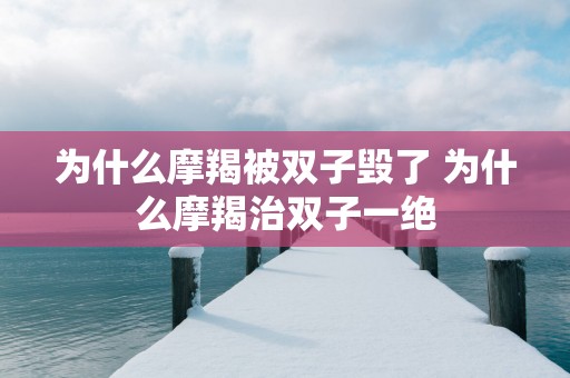 为什么摩羯被双子毁了 为什么摩羯治双子一绝