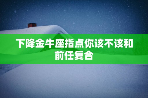 下降金牛座指点你该不该和前任复合