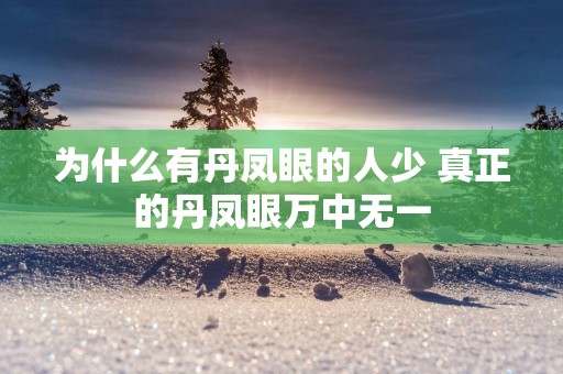 为什么有丹凤眼的人少 真正的丹凤眼万中无一