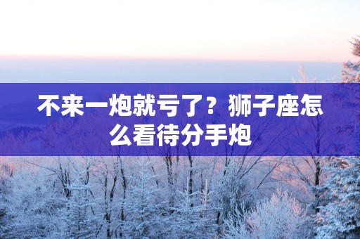 不来一炮就亏了？狮子座怎么看待分手炮