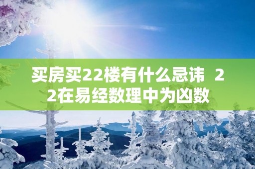 买房买22楼有什么忌讳  22在易经数理中为凶数