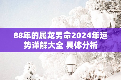 88年的属龙男命2024年运势详解大全 具体分析