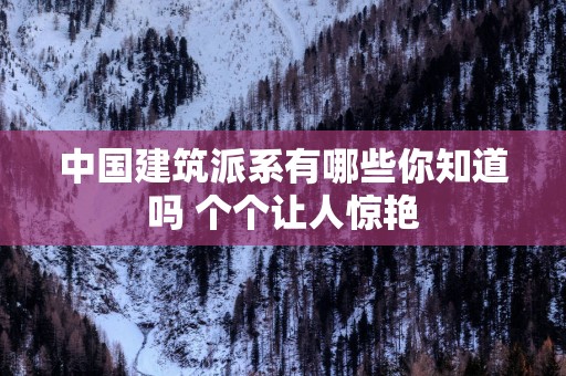 中国建筑派系有哪些你知道吗 个个让人惊艳