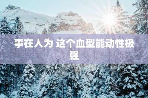 事在人为 这个血型能动性极强