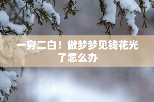 一穷二白！做梦梦见钱花光了怎么办