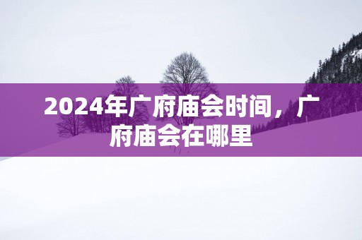 2025年广府庙会时间，广府庙会在哪里