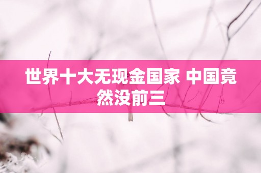 世界十大无现金国家 中国竟然没前三