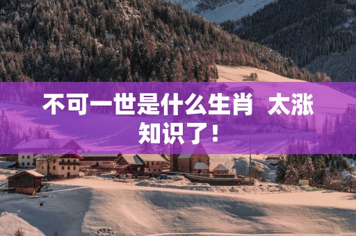 不可一世是什么生肖  太涨知识了！