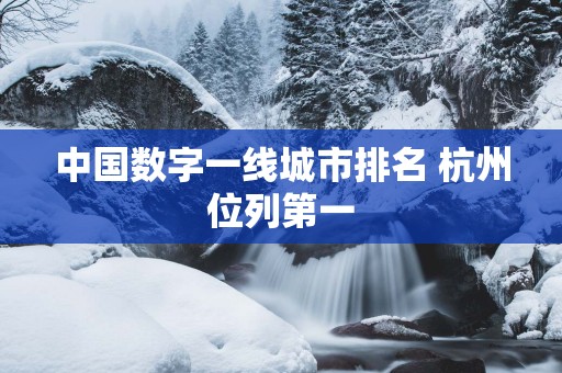 中国数字一线城市排名 杭州位列第一