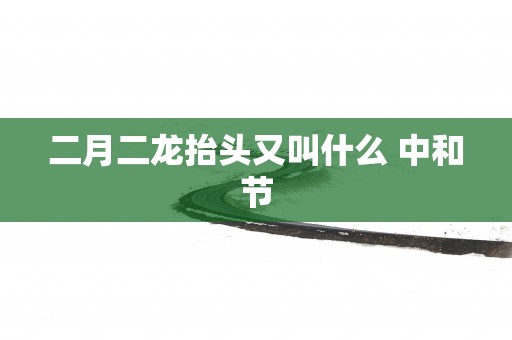 二月二龙抬头又叫什么 中和节