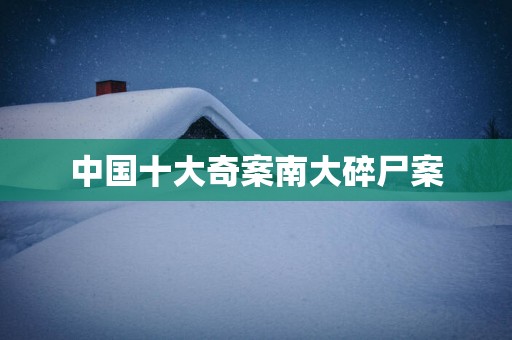 中国十大奇案南大碎尸案