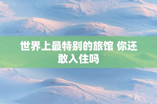 世界上最特别的旅馆 你还敢入住吗