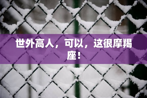 世外高人，可以，这很摩羯座！