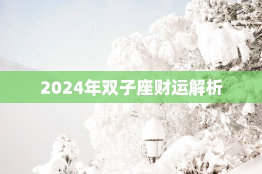 2024年双子座财运解析