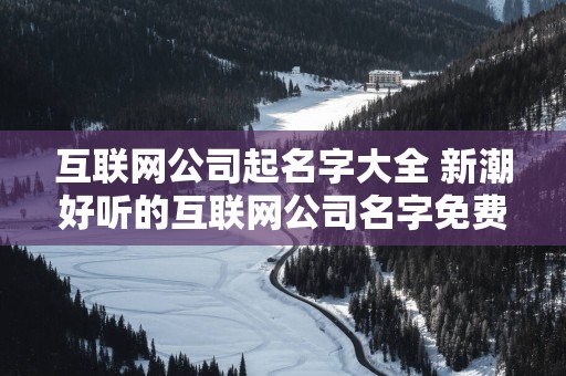 互联网公司起名字大全 新潮好听的互联网公司名字免费