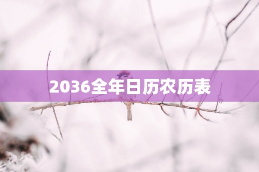 2036全年日历农历表