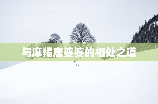 与摩羯座婆婆的相处之道