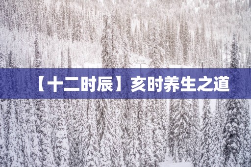 【十二时辰】亥时养生之道