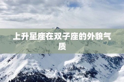 上升星座在双子座的外貌气质