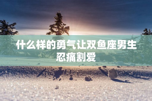 什么样的勇气让双鱼座男生忍痛割爱