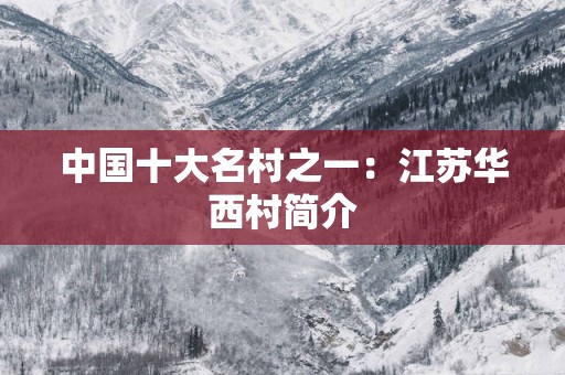 中国十大名村之一：江苏华西村简介