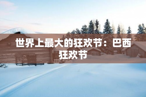 世界上最大的狂欢节：巴西狂欢节