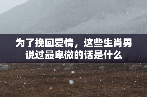 为了挽回爱情，这些生肖男说过最卑微的话是什么