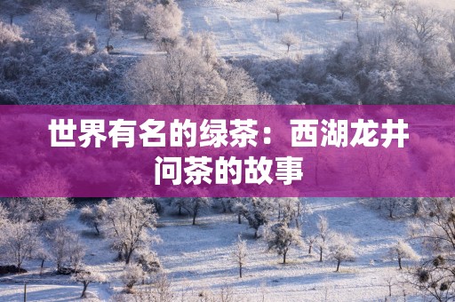 世界有名的绿茶：西湖龙井问茶的故事