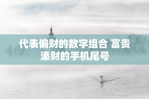 代表偏财的数字组合 富贵添财的手机尾号