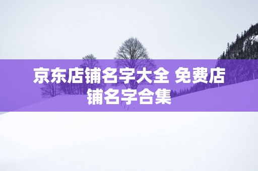 京东店铺名字大全 免费店铺名字合集