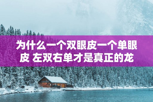 为什么一个双眼皮一个单眼皮 左双右单才是真正的龙凤眼