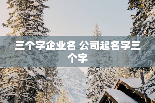 三个字企业名 公司起名字三个字