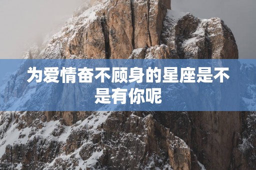 为爱情奋不顾身的星座是不是有你呢
